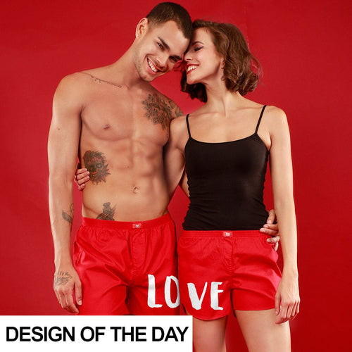 Love Combo Matching Red Couple Boxers