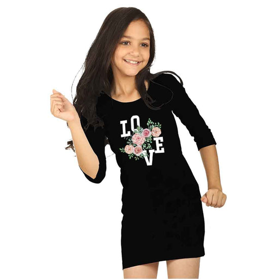 Love Black Knitted Short Dress For Mom Daughter For Daughter