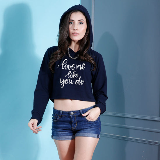 Love Me Like You Do Crop Hoodie For Women