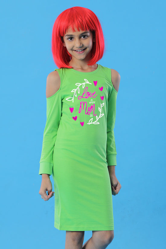 True Love Matching Cold Shoulder Dresses For Daughter