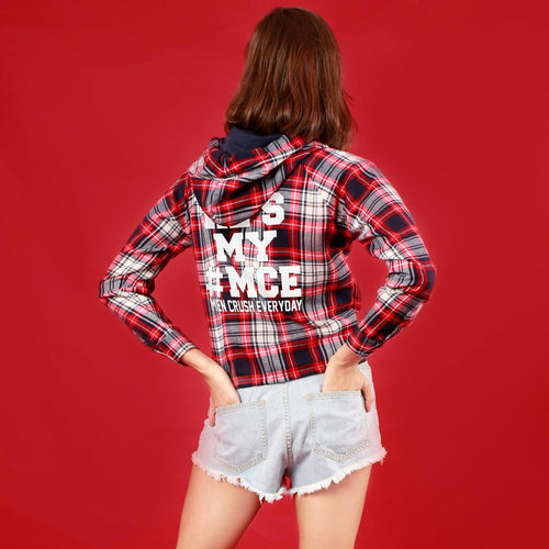 He's My MCE (Woven Pattern), Matching Hoodie For Men And Crop Hoodie For Women