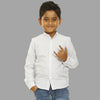 White Striped Mandarin Collar Shirt For Boy