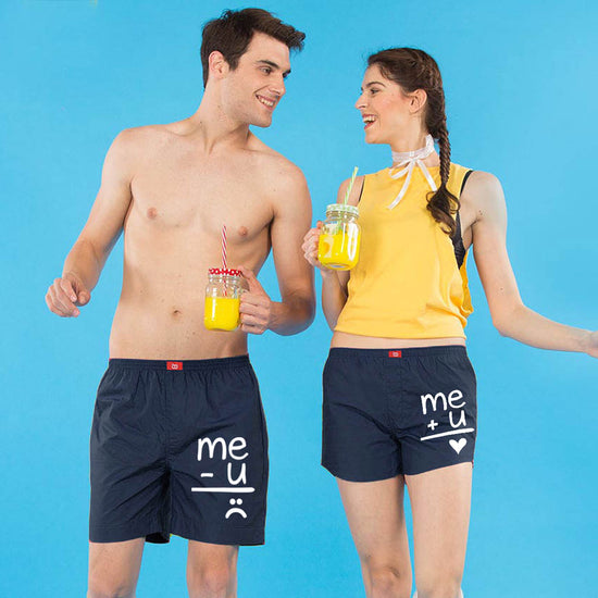 Me+U,  Matching Navy Blue Couple Boxers