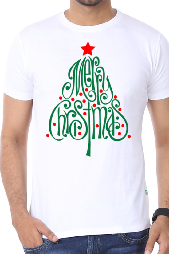 Merry Christmas Tree, Single Tee For Men