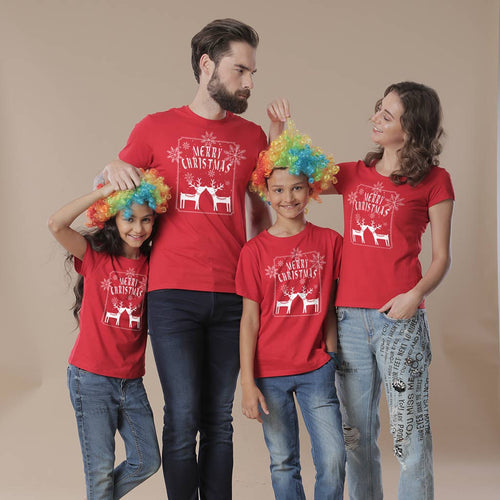 Merry Christmas reindeer print, Family tees