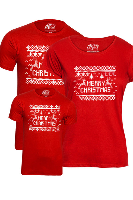 Festive Christmas Dad, Mom, And Son Tees