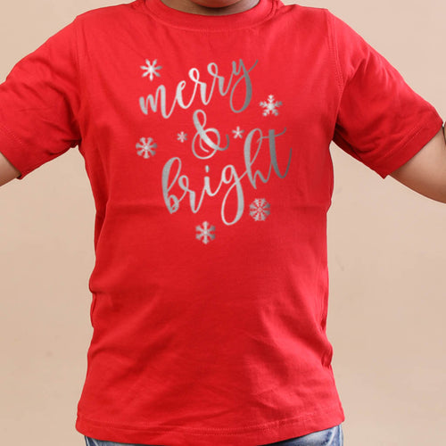 Festive Merry  and bright, brother and sister  tees