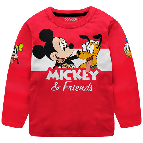 Mickey & Friends Red Full Sleeve Boys Tshirt
