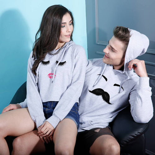 Moustache Eyelashes, Matching Hoodie For Men And Crop Hoodie For Women