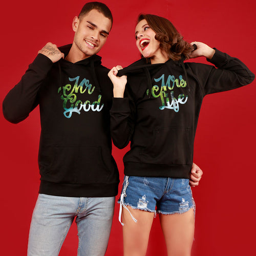 Mr/Mrs Good Life, Matching Black Hoodie For Men And Crop Hoodie For Women