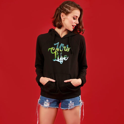 Mr/Mrs Good Life, Matching Black Hoodie For Women