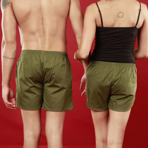 Mr. & Mrs. Right Perfectly Matching Olive Green Boxers