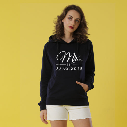 Mr And Mrs Personalised Black Hoodies For Couples