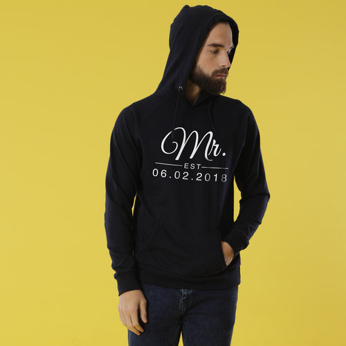 Mr And Mrs Personalised Black Hoodies For Couples