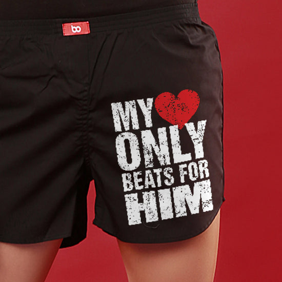 Heart Beat, Matching Black Couple Boxers