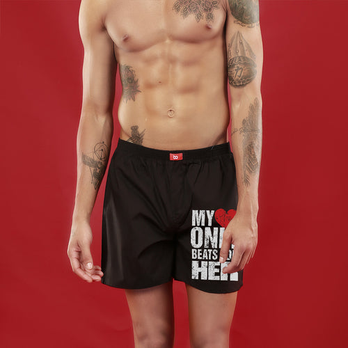 Heart Beat, Matching Black Couple Boxers