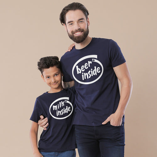 Milk Inside Beer Inside Dad and Son T-Shirt