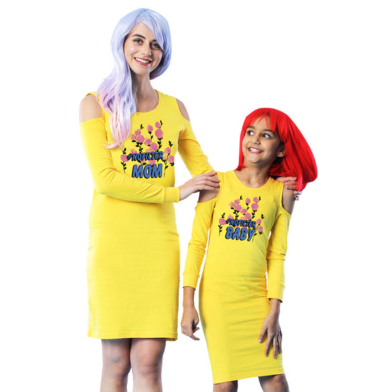No Filter Mom Matching Cold Shoulder Dresses For Mom And Daughter