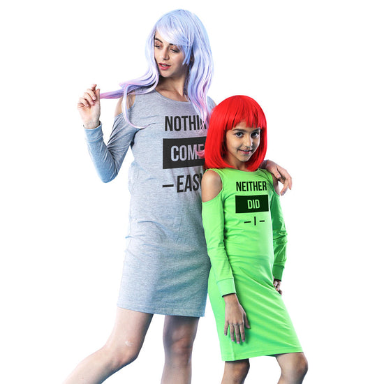 Nothing Comes Easy Matching Cold Shoulder Dresses For Mom And Daughter