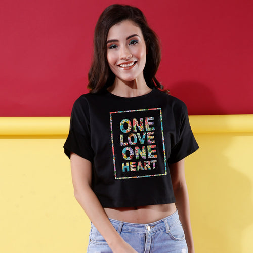 One Heart, One Love Matching Couples Crop Top For Women