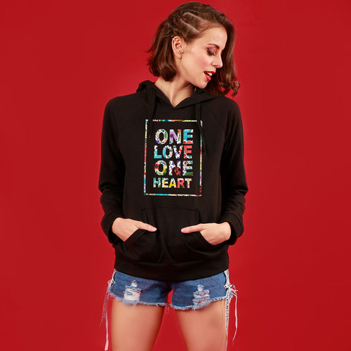 One Love (Black) Matching Hoodies For Couples