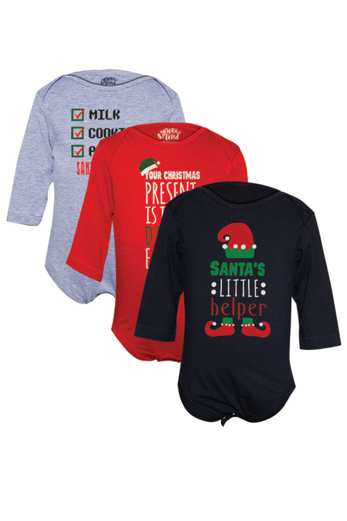 Santa's checklist assorted pack of three babysuits