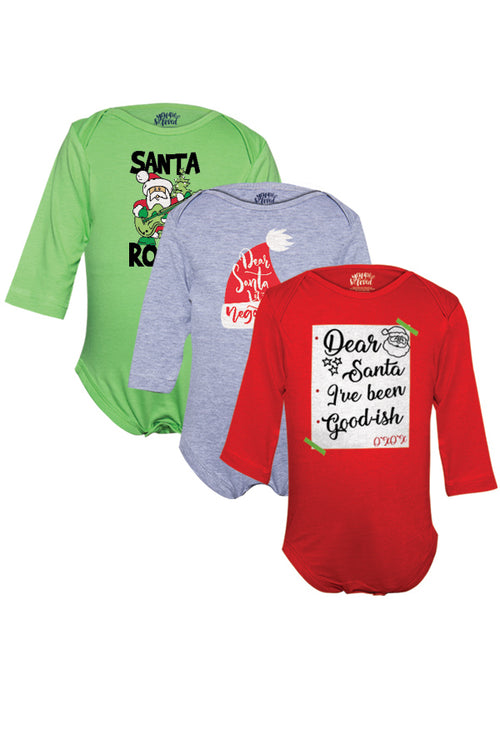 Santa rocks assorted pack of three babysuits