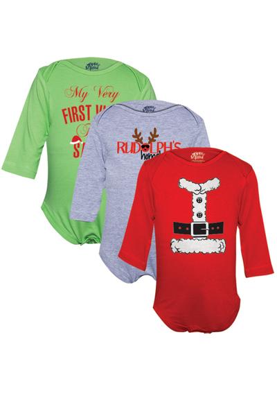 My first visit from Santa assorted pack of three babysuits