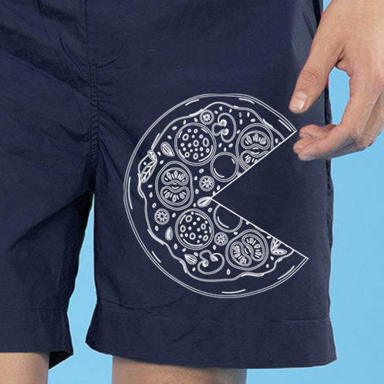 Pizza Love, Matching Navy Blue Couple Boxers