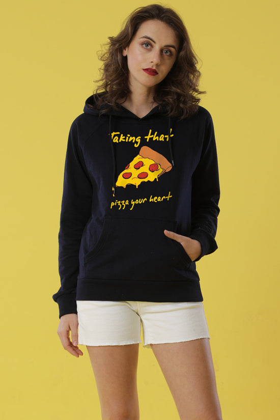 Pizza My Heart, Matching Black Hoodies Set For Women