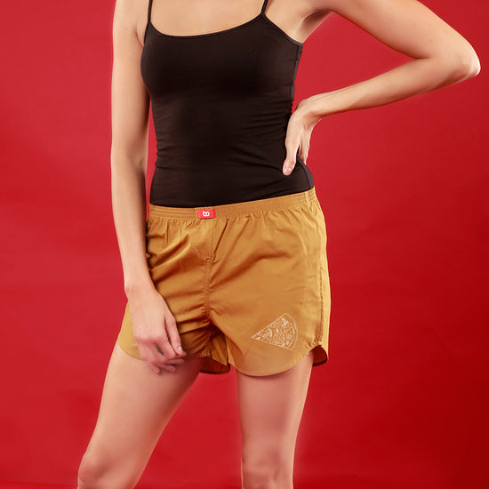 Pizza Love,  Matching Mustard Couple Boxers For Women