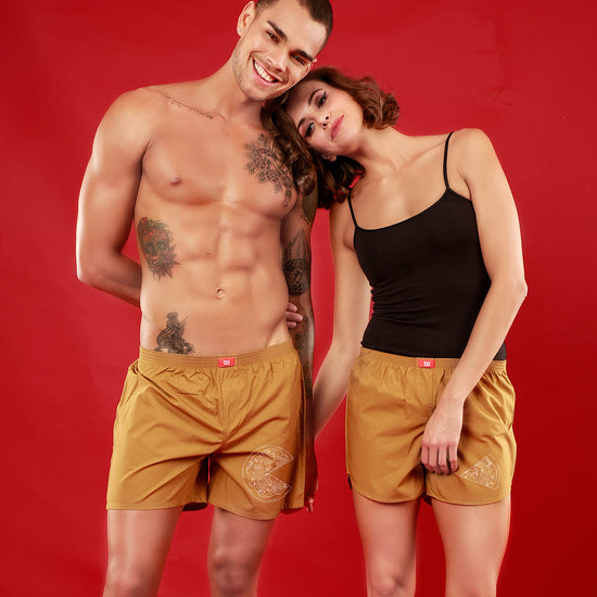 Pizza Love,  Matching Mustard Couple Boxers