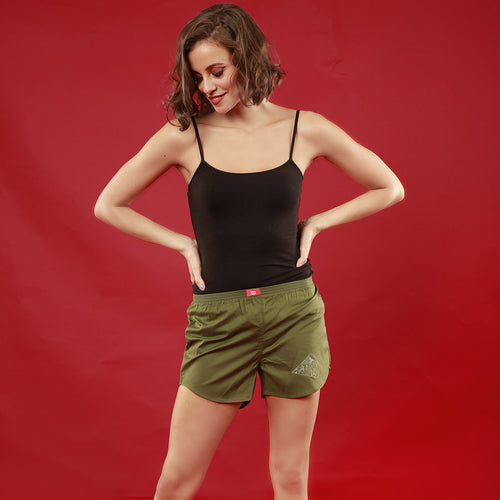 Pizza Love,  Matching Olive Green Couple Boxers For Women