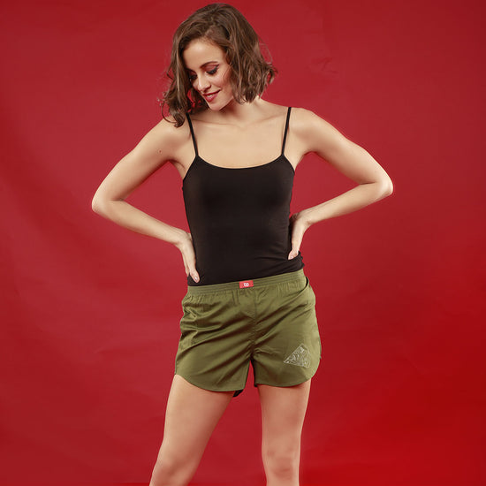 Pizza Love,  Matching Olive Green Couple Boxers For Women