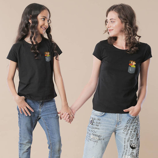 Printed Pocket Tees For Mom Daughter