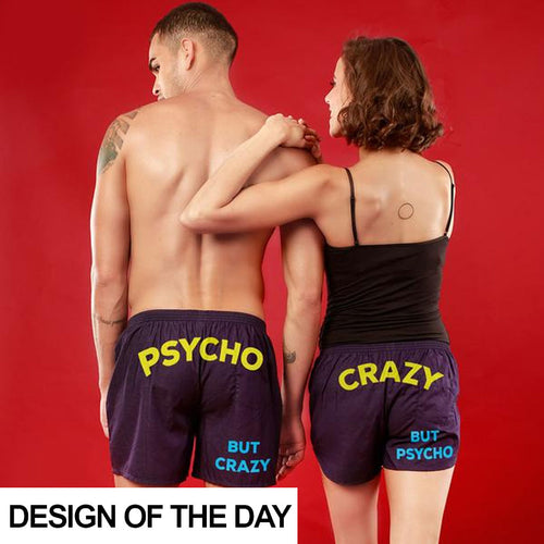Psycho But Crazy Purple, Matching Couples Boxers