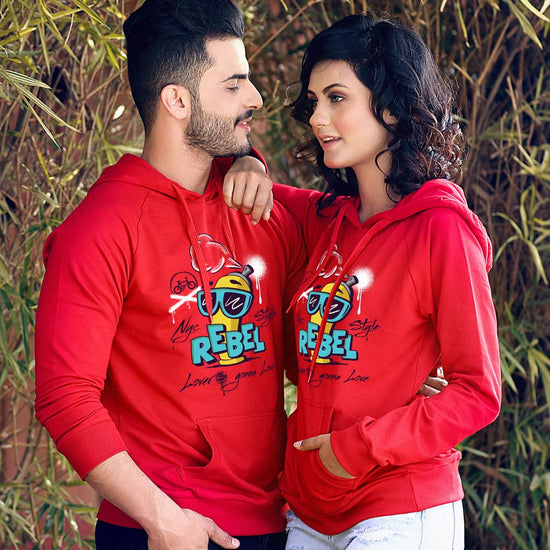 Rebel Lover, Matching Red Hoodies For Couples