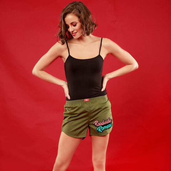 Roadside Romeos, Matching Olive Green Couple Boxers For Women