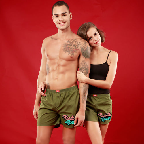 Roadside Romeos, Matching Olive Green Couple Boxers