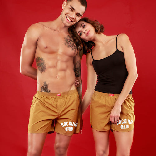 Rocking BF / GF, Matching  Musted Yellow Couple Boxers