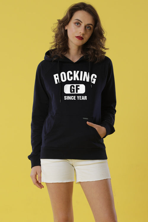 Rocking BF And GF Personalised Black Hoodies For Women