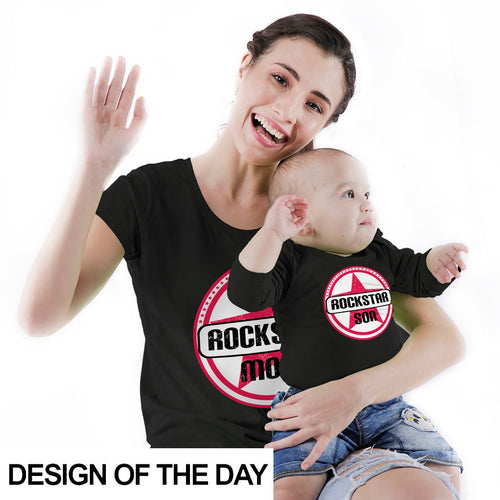 Rockstar duo mom and son bodysuit and Tees