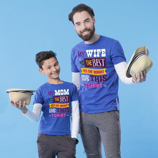 Royal Blue My Mom/My Wife Father-Son Tees