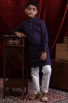 Two-tone Dark Purple Kurta & Pyjama Set For Son