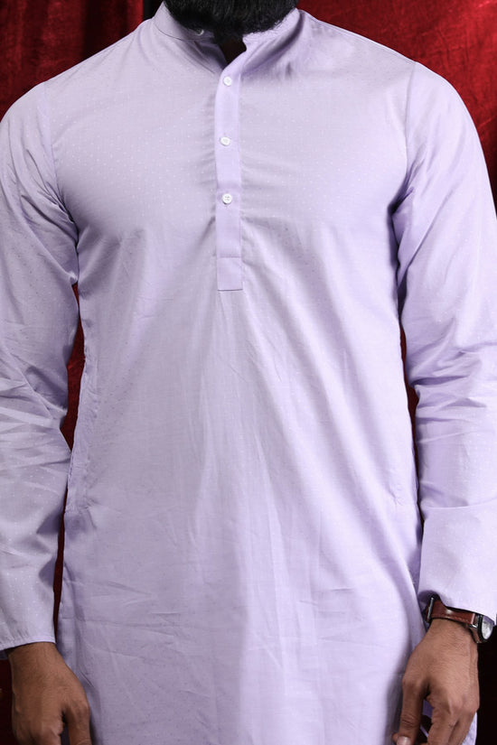 Light Purple Cotton Kurta & Pyjama For Men