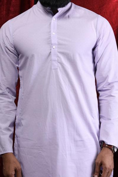 Light Purple Cotton Kurta & Pyjama For Boy