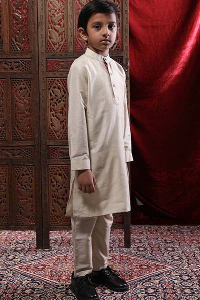 Beige Kurta & Pyjama For Boy