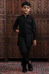 Contrast Collar Asymmetric Kurta & Pyjama For Boy