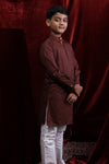 Two-tone Rust Brown Kurta & Pyjama Set For Son