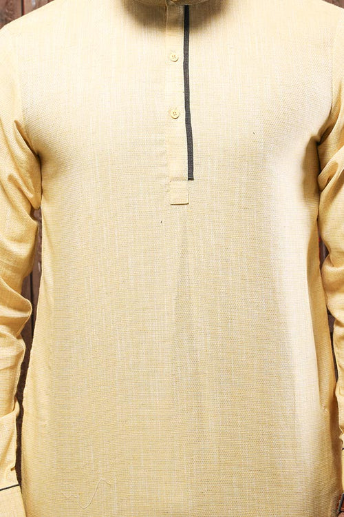 Pastel Yellow Kurta & Pyjama Matching Set For Dad & Son